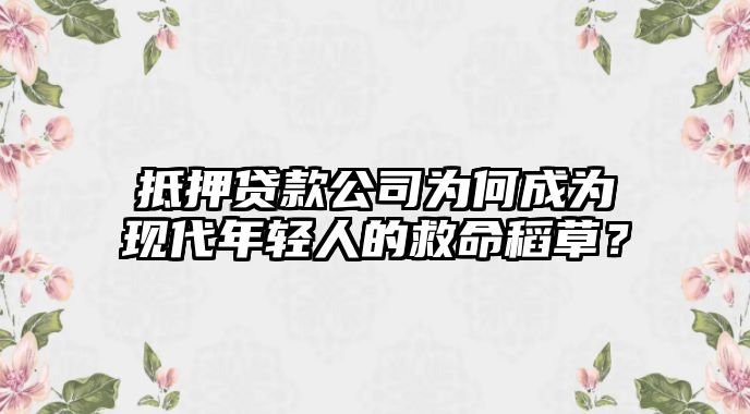 抵押贷款公司为何成为现代年轻人的救命稻草？