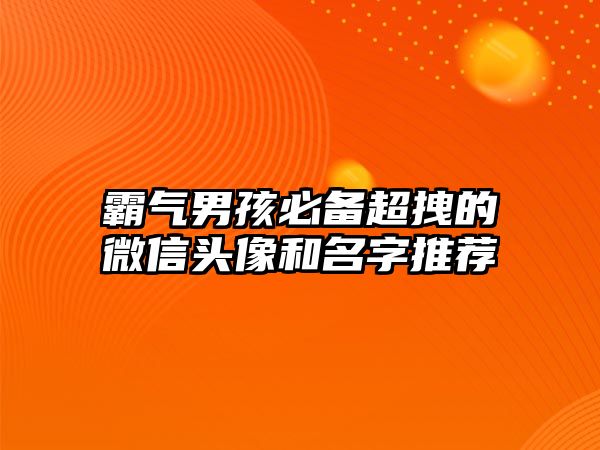 霸气男孩必备超拽的微信头像和名字推荐