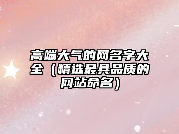 高端大气的网名字大全（精选最具品质的网站命名）