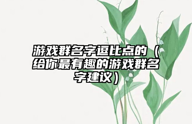 游戏群名字逗比点的（给你最有趣的游戏群名字建议）