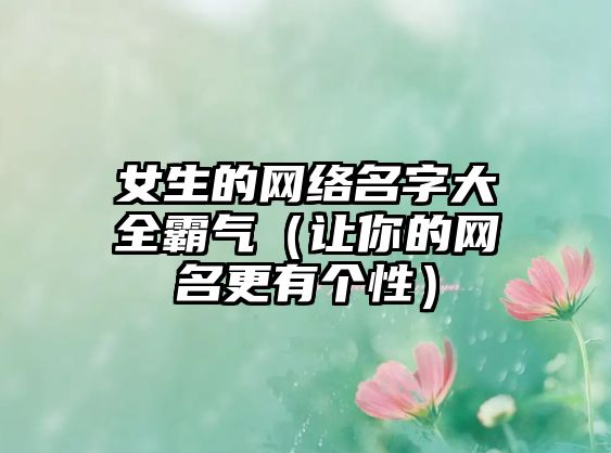 女生的网络名字大全霸气（让你的网名更有个性）