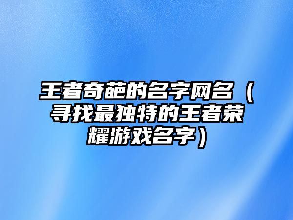 王者奇葩的名字网名（寻找最独特的王者荣耀游戏名字）