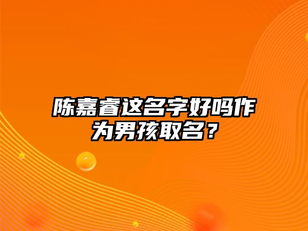 陈嘉睿这名字好吗作为男孩取名？