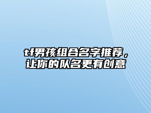 tf男孩组合名字推荐，让你的队名更有创意