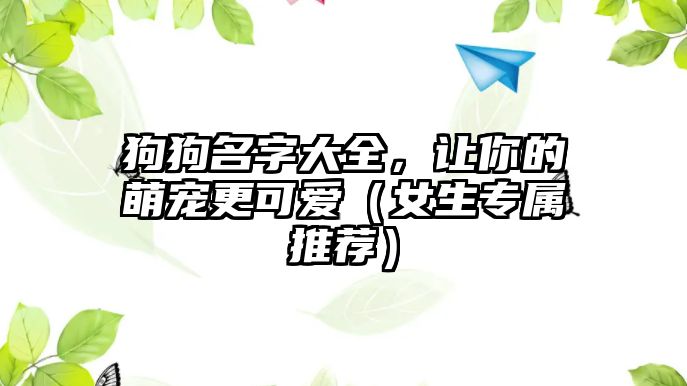 狗狗名字大全，让你的萌宠更可爱（女生专属推荐）