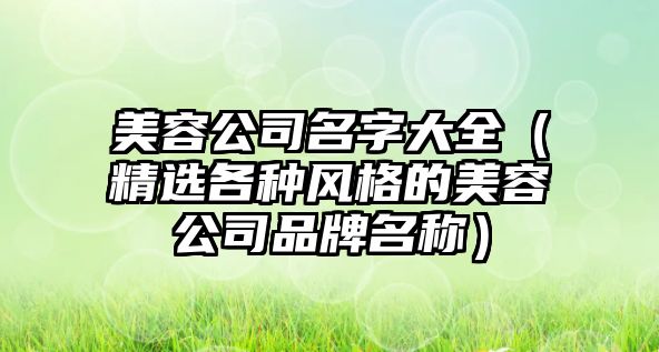 美容公司名字大全（精选各种风格的美容公司品牌名称）