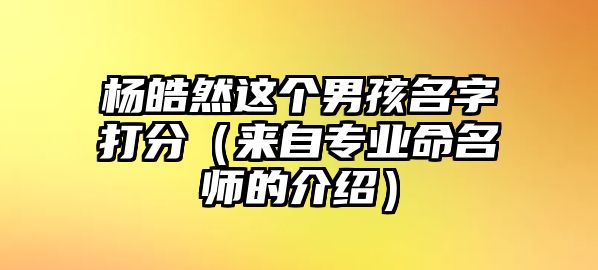 杨皓然这个男孩名字打分（来自专业命名师的介绍）