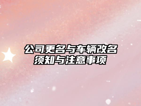 公司更名与车辆改名须知与注意事项