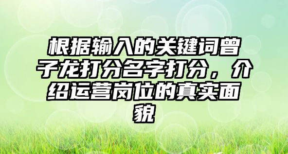 根据输入的关键词曾子龙打分名字打分，介绍运营岗位的真实面貌