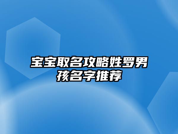 宝宝取名攻略姓罗男孩名字推荐