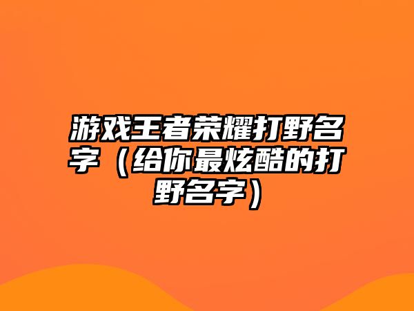 游戏王者荣耀打野名字（给你最炫酷的打野名字）