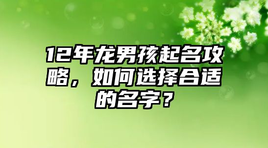 12年龙男孩起名攻略，如何选择合适的名字？