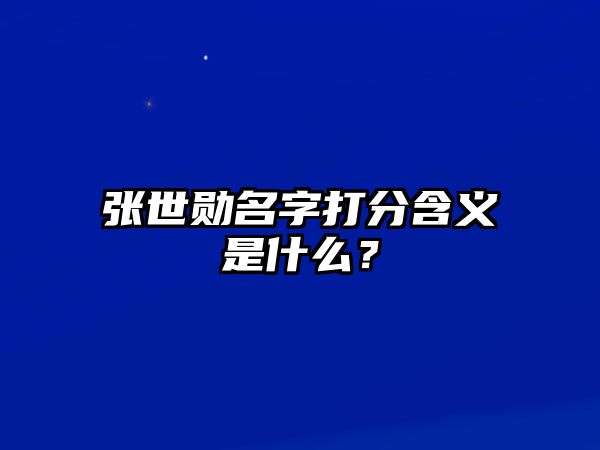 张世勋名字打分含义是什么？