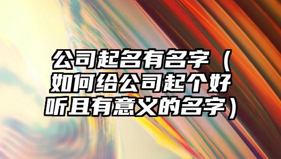 公司起名有名字（如何给公司起个好听且有意义的名字）