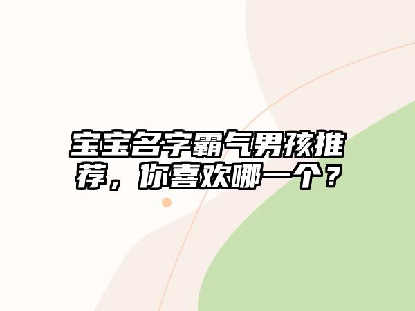 宝宝名字霸气男孩推荐，你喜欢哪一个？