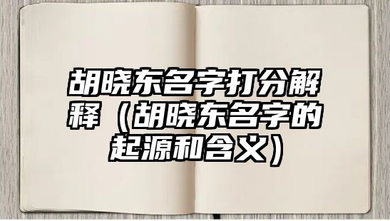 胡晓东名字打分解释（胡晓东名字的起源和含义）