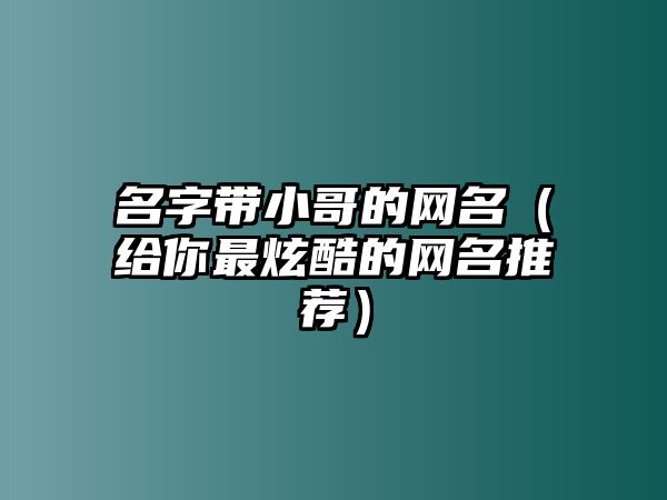 名字带小哥的网名（给你最炫酷的网名推荐）