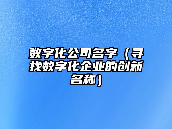 数字化公司名字（寻找数字化企业的创新名称）