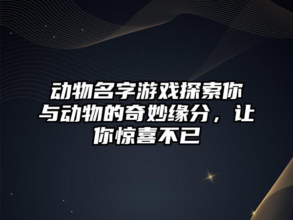 动物名字游戏探索你与动物的奇妙缘分，让你惊喜不已