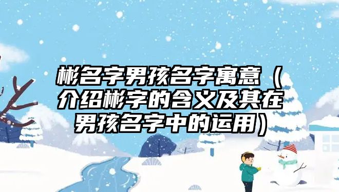 彬名字男孩名字寓意（介绍彬字的含义及其在男孩名字中的运用）