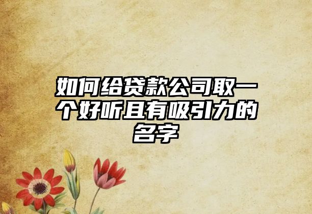 如何给贷款公司取一个好听且有吸引力的名字