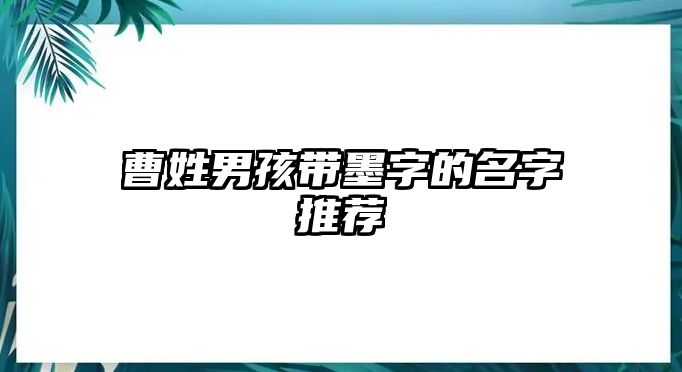 曹姓男孩带墨字的名字推荐