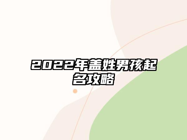 2022年盖姓男孩起名攻略