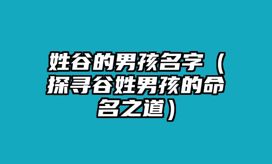 姓谷的男孩名字（探寻谷姓男孩的命名之道）