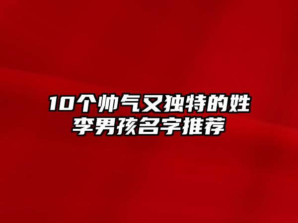 10个帅气又独特的姓李男孩名字推荐