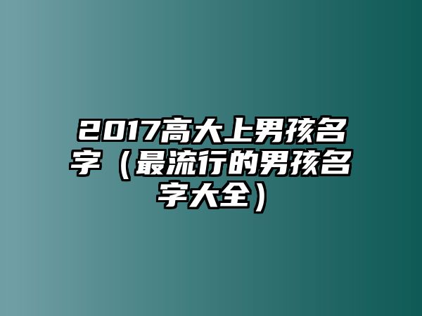 2017高大上男孩名字（最流行的男孩名字大全）