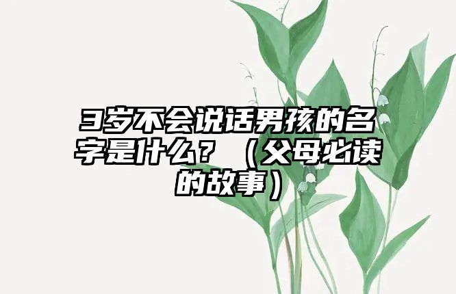 3岁不会说话男孩的名字是什么？（父母必读的故事）