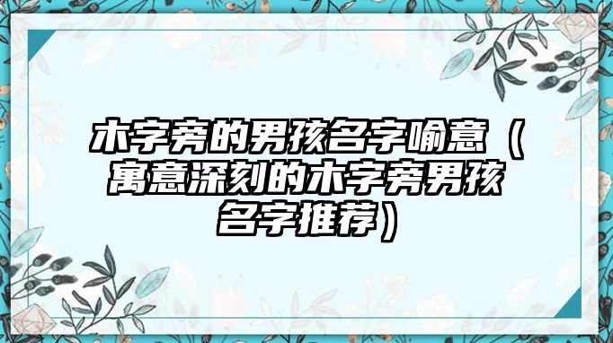 木字旁的男孩名字喻意（寓意深刻的木字旁男孩名字推荐）