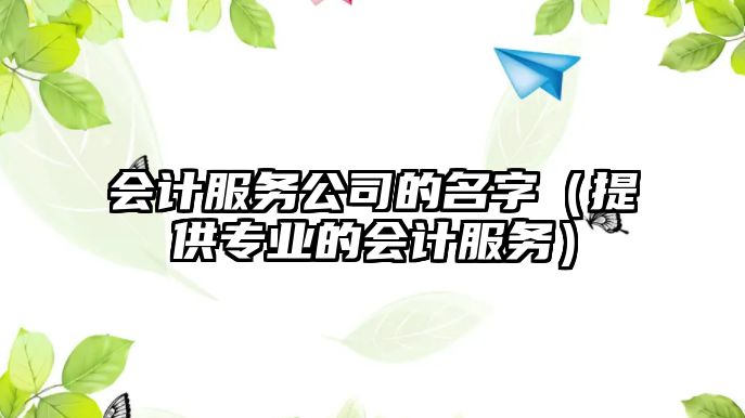 会计服务公司的名字（提供专业的会计服务）