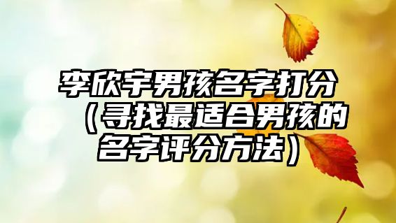 李欣宇男孩名字打分（寻找最适合男孩的名字评分方法）