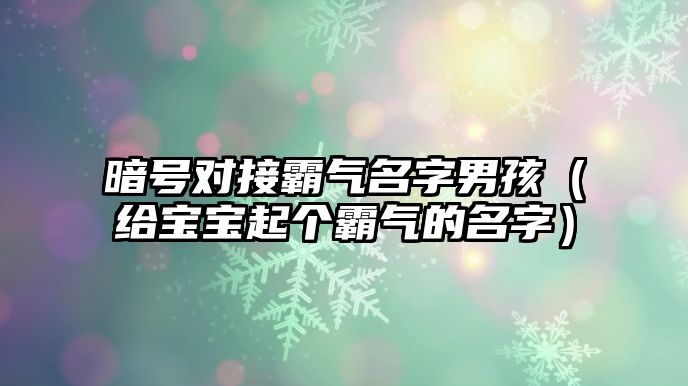 暗号对接霸气名字男孩（给宝宝起个霸气的名字）