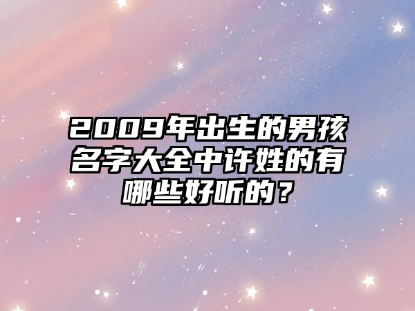 2009年出生的男孩名字大全中许姓的有哪些好听的？