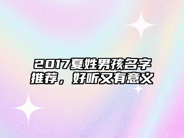 2017夏姓男孩名字推荐，好听又有意义