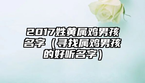 2017姓黄属鸡男孩名字（寻找属鸡男孩的好听名字）