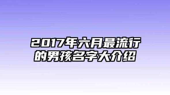 2017年六月最流行的男孩名字大介绍