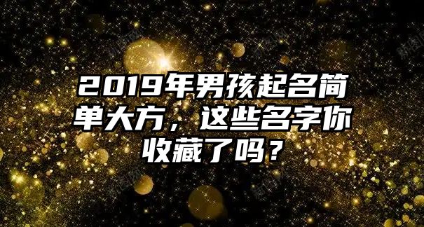 2019年男孩起名简单大方，这些名字你收藏了吗？