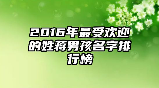 2016年最受欢迎的姓蒋男孩名字排行榜