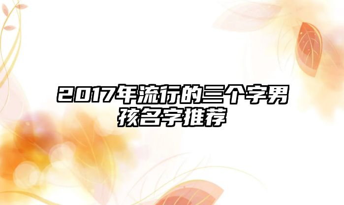 2017年流行的三个字男孩名字推荐