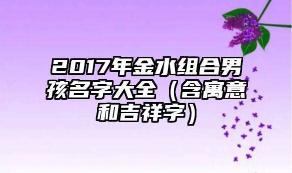 2017年金水组合男孩名字大全（含寓意和吉祥字）