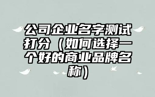 公司企业名字测试打分（如何选择一个好的商业品牌名称）