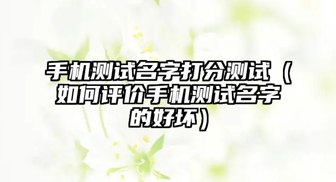 手机测试名字打分测试（如何评价手机测试名字的好坏）