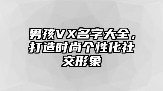 男孩VX名字大全，打造时尚个性化社交形象