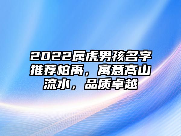 2022属虎男孩名字推荐柏禹，寓意高山流水，品质卓越