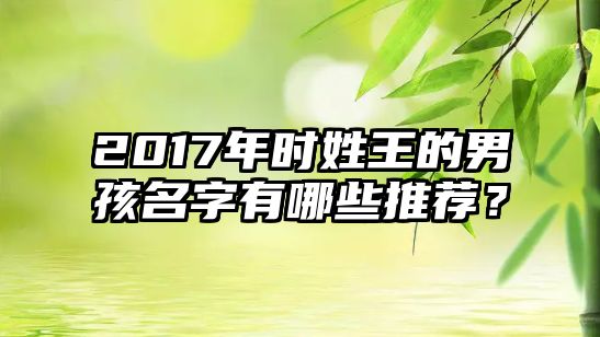 2017年时姓王的男孩名字有哪些推荐？