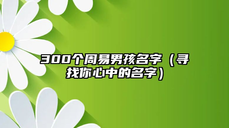 300个周易男孩名字（寻找你心中的名字）