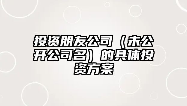 投资朋友公司（未公开公司名）的具体投资方案